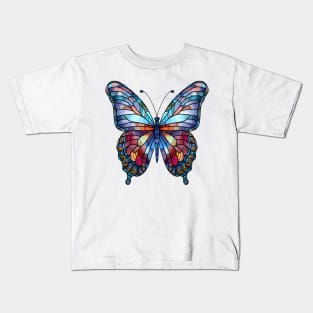 Stained Glass Colorful Butterfly #4 Kids T-Shirt